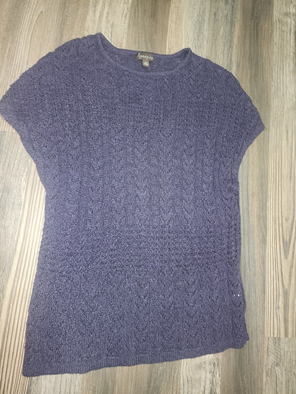 Apropos Sleeveless Sweater Open Knit Small Navy Blue Casual